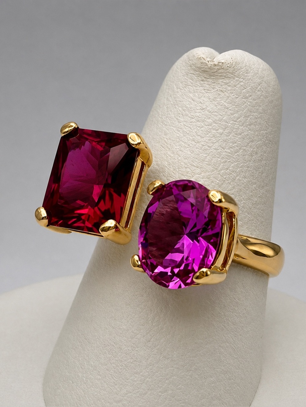 14k Gold Adjustable Ruby and Pink Sapphire Negative Space